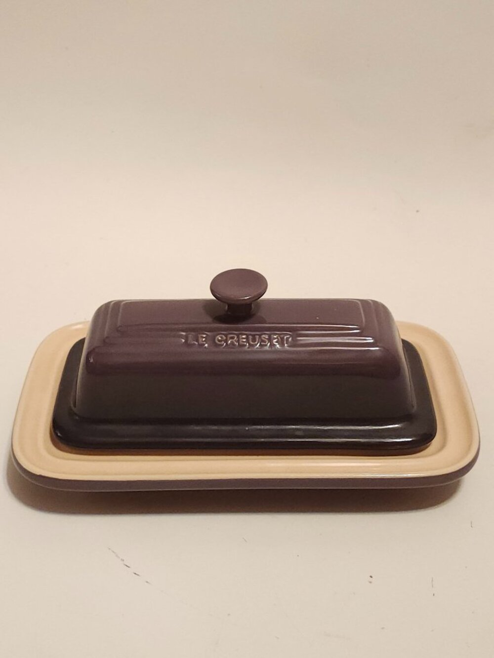 Cassis Purple Le Creuset Butter Dish 8”L 5”W Retired